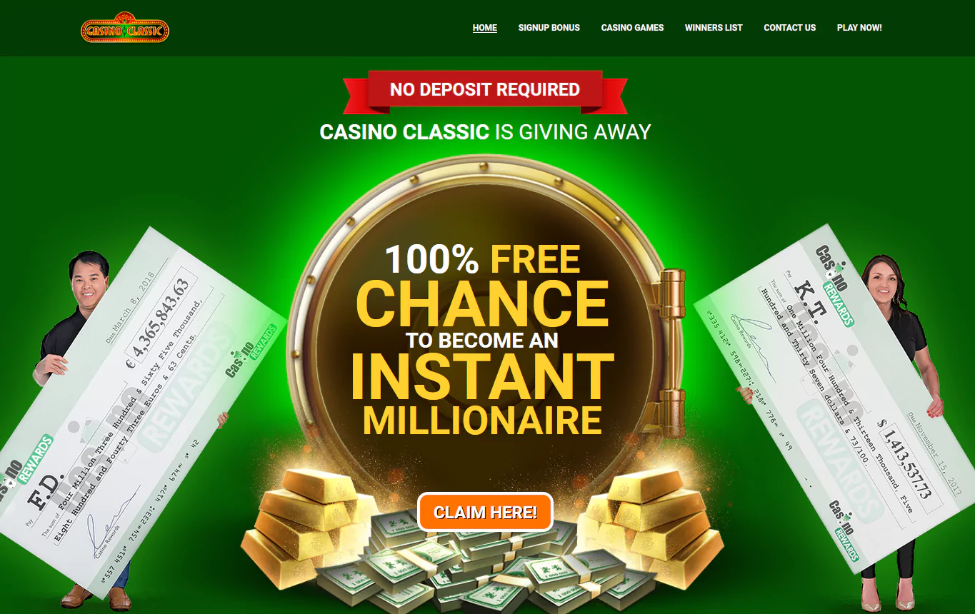 Screenshot of Classic Casino from official website - Canadain $1 Minimum deposit Casino